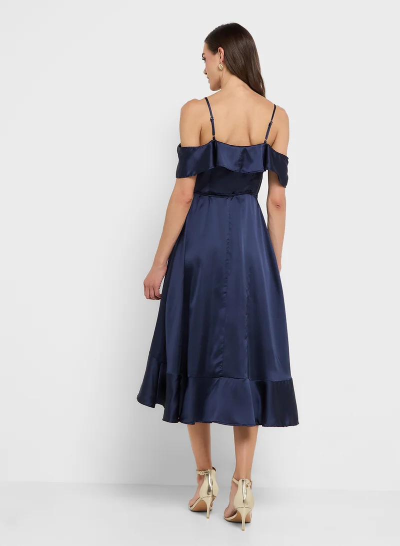 ستايل تشيت Satin Ruffle Dress