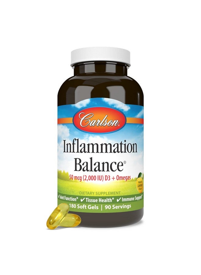 Carlson - Inflammation Balance, Balanced Omega-3 & Omega-6 Ratio, with D3, Norwegian, Wild-Caught Fish Oil Supplement with Fatty Acids, Sustainably Sourced Fish Oil Capsules, 180 Softgels - Image 5