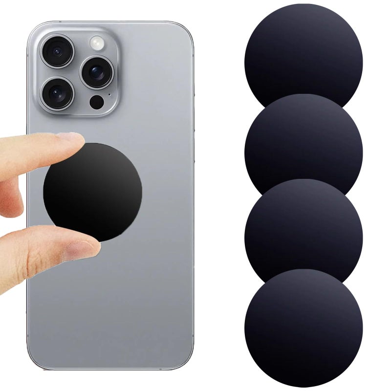 Hao Zhu Phone Magnet for Car, 4-Pack Ultra-Thin 4cm Round Metal Plates - Image 1