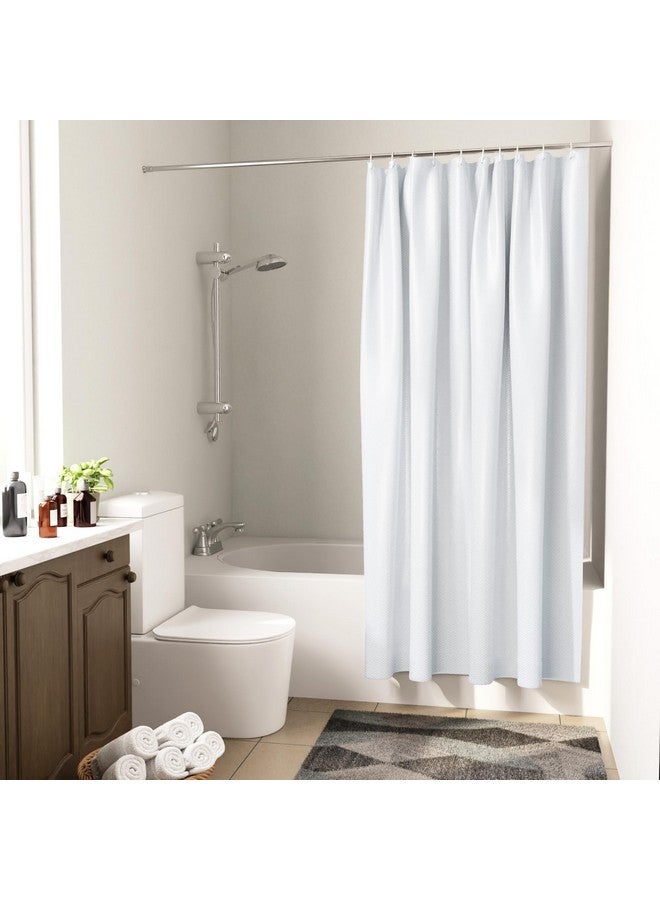 Encasa XO Polyester Plain Opaque Shower Curtain Waterproof|ZZ White Bathroom Curtains for Women & Men with 10 Hooks|Easy Installation|Quick-Drying Curtains|(183x213 cm) - Image 4