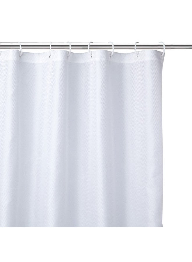 Encasa XO Polyester Plain Opaque Shower Curtain Waterproof|ZZ White Bathroom Curtains for Women & Men with 10 Hooks|Easy Installation|Quick-Drying Curtains|(183x213 cm) - Image 3