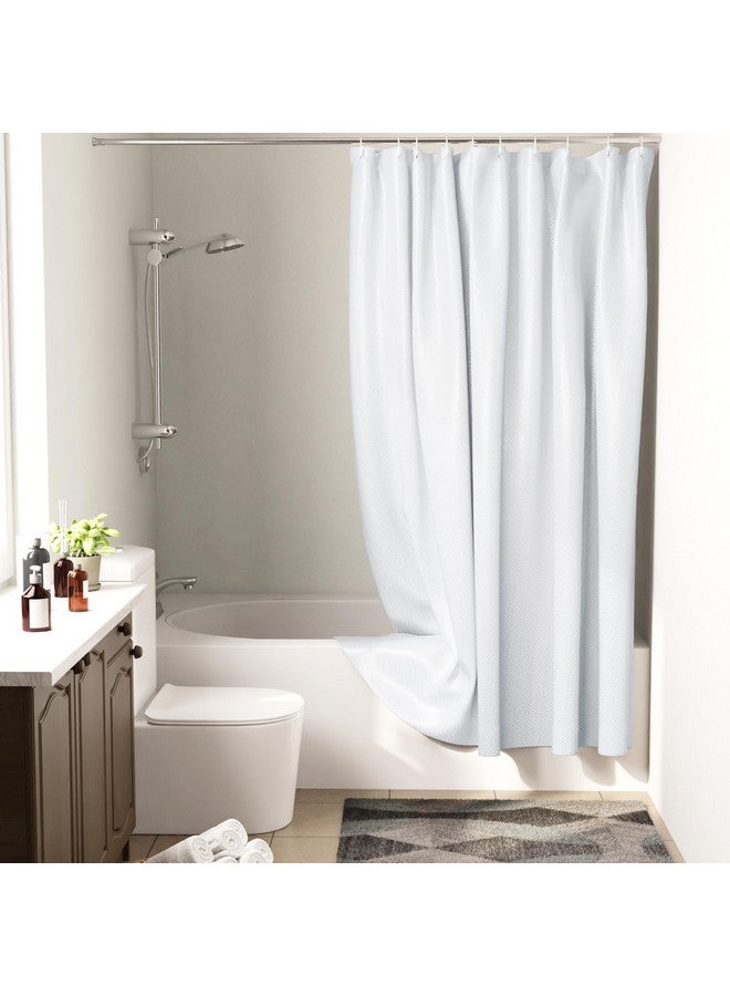 Encasa XO Polyester Plain Opaque Shower Curtain Waterproof|ZZ White Bathroom Curtains for Women & Men with 10 Hooks|Easy Installation|Quick-Drying Curtains|(183x213 cm) - Image 1