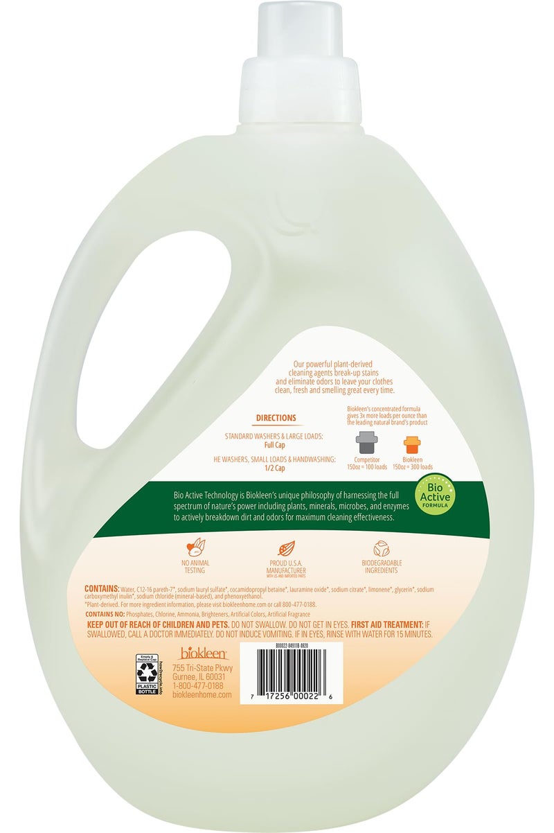 Biokleen Natural Laundry Detergent Liquid - 300 Loads- Eco Friendly Concentrated Plant Based Safe for Kids and Pets No Artificial Colors or Preservatives - Image 2