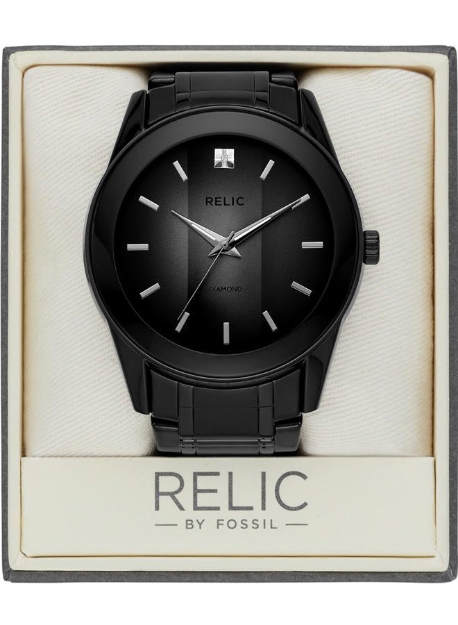 Relic by Fossil Men's Rylan Quartz Stainless Steel Diamond Accent Dress Watch, Black, Quartz Watch - Image 4