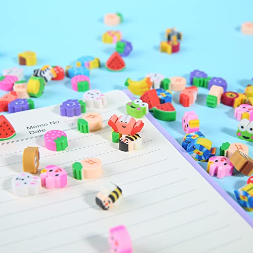 TDOCK 300 Pieces Mini Erasers for Kids, Bulk Small Animal Fruit Pencil Erasers Assortment for Home Rewards, School Supplies and Gift Filling - Image 4
