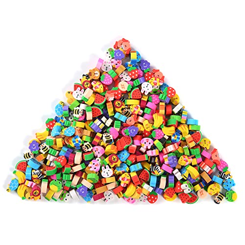 TDOCK 300 Pieces Mini Erasers for Kids, Bulk Small Animal Fruit Pencil Erasers Assortment for Home Rewards, School Supplies and Gift Filling - Image 1