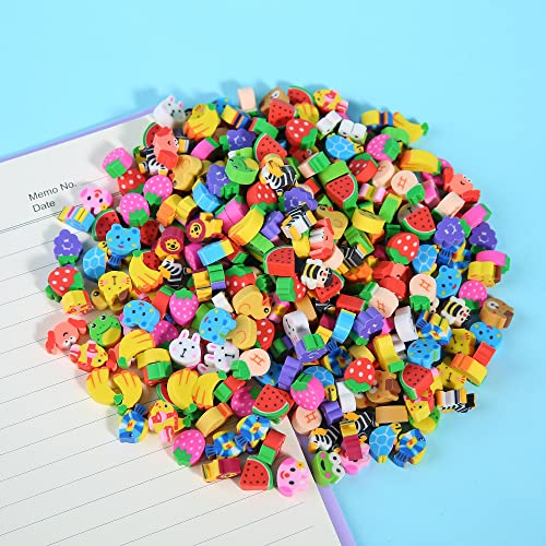 TDOCK 300 Pieces Mini Erasers for Kids, Bulk Small Animal Fruit Pencil Erasers Assortment for Home Rewards, School Supplies and Gift Filling - Image 3