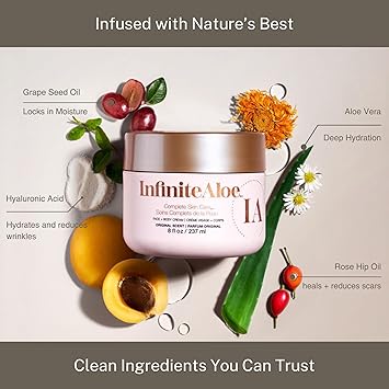 InfiniteAloe Aloe Vera Body Face Moisturizer Fragrance Free Face Cream Body Cream Hand Lotion for Dry Skin 1 Large Jar 8 Oz 1 Travel Jar 05 Oz Full Body Lotion for Skin Care by InfiniteAloe - Image 2
