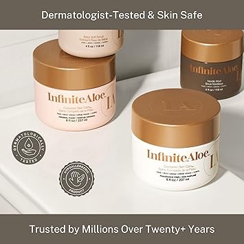 InfiniteAloe Aloe Vera Body Face Moisturizer Fragrance Free Face Cream Body Cream Hand Lotion for Dry Skin 1 Large Jar 8 Oz 1 Travel Jar 05 Oz Full Body Lotion for Skin Care by InfiniteAloe - Image 3