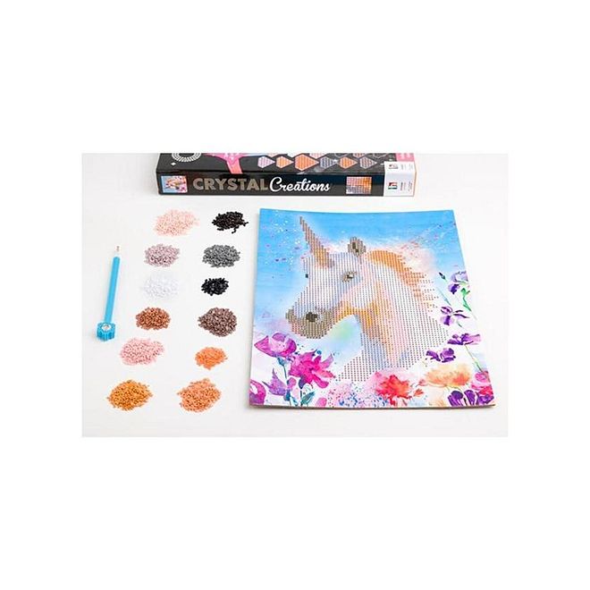 Hinkler Crystal Creations Unicorn DIY Kit for Ages 14+, 3000 Crystals, Adhesive Canvas, Metallic Hues Craft Set - Image 1