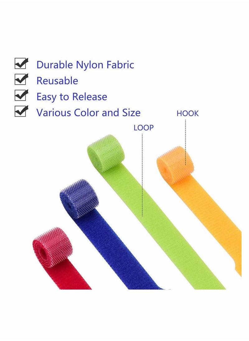 Generic - 80 PCs Reusable Fastening Cable Ties, Multi Purpose Hook Loop Cable Straps Wire Ties Management, Adjustable Multicoloured Cords Organizer for Computer, Laptop, TV, Electronics - Image 1