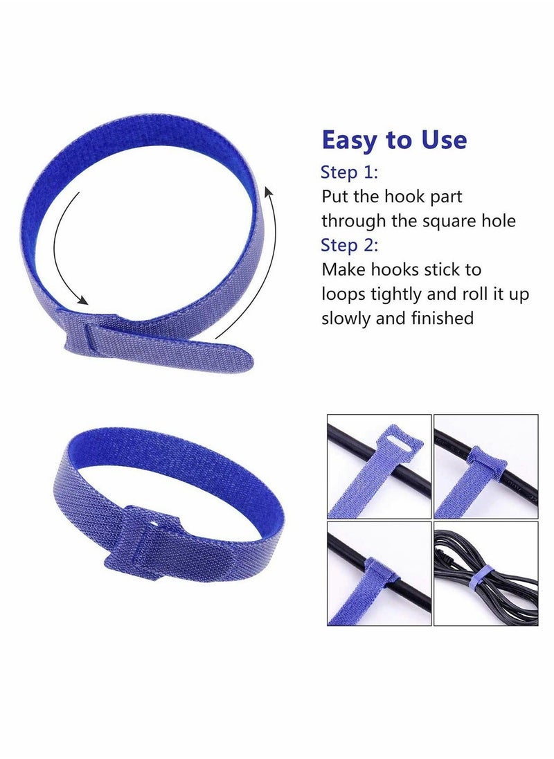 Generic - 80 PCs Reusable Fastening Cable Ties, Multi Purpose Hook Loop Cable Straps Wire Ties Management, Adjustable Multicoloured Cords Organizer for Computer, Laptop, TV, Electronics - Image 1