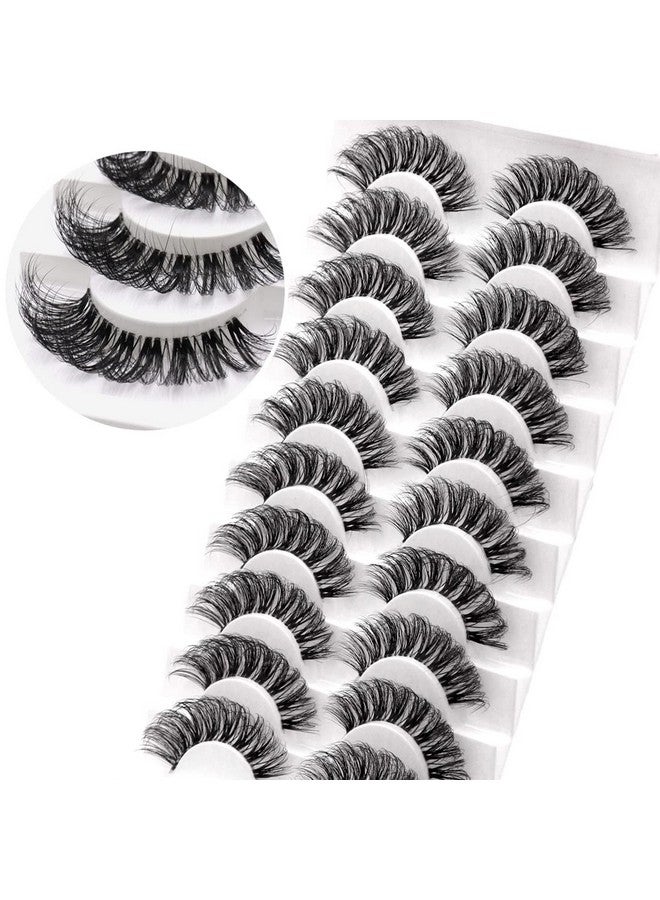 Veleasha Lashes Russian Strip Lashes Eyelashes With Clear Band Looks Like Eyelash Extensions D Curl Lash Strips 10 Pairs Pack (Dt01) - Image 1