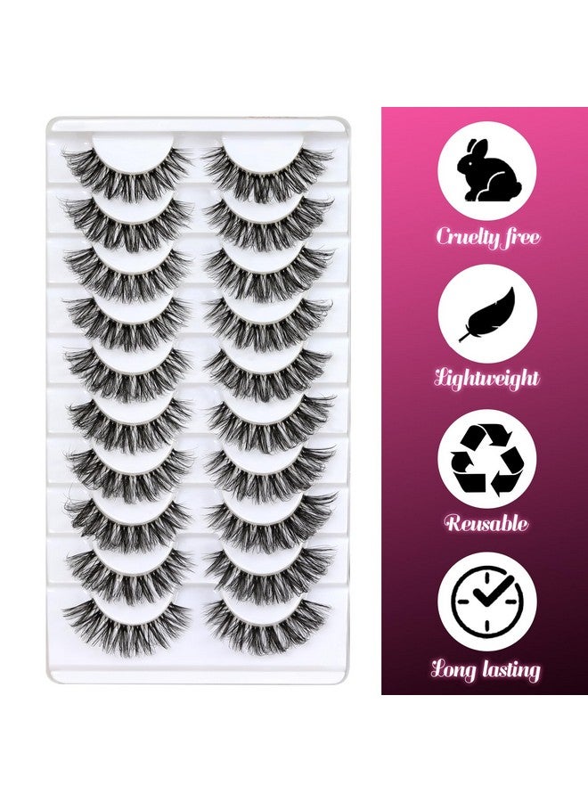 Veleasha Lashes Russian Strip Lashes Eyelashes With Clear Band Looks Like Eyelash Extensions D Curl Lash Strips 10 Pairs Pack (Dt01) - Image 3
