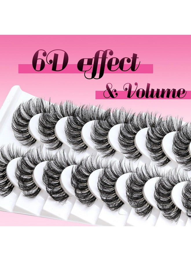 Veleasha Lashes Russian Strip Lashes Eyelashes With Clear Band Looks Like Eyelash Extensions D Curl Lash Strips 10 Pairs Pack (Dt01) - Image 2