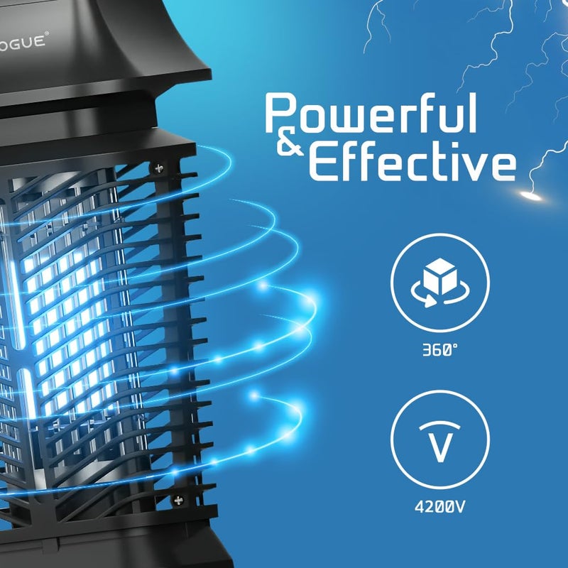 DEVOGUEÂ® Electric Bug Zapper - Electric Blue Violet Attract Insect Light - Modern Stylish Mosquito Fly Killer - Fly Mosquito Control Bug Zapper Outdoor & Home and Kitchen (Black) - Image 3