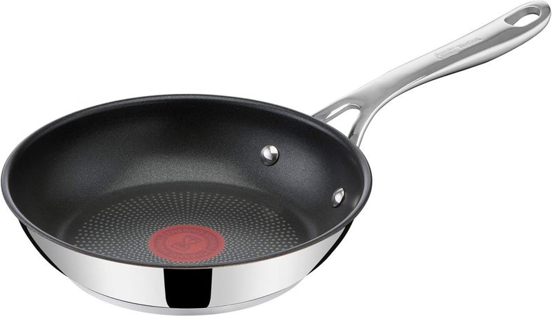 T-fal Tefal Jamie Oliver Cook's Direct Stainless Steel Frying Pan, 20 cm, Non-Stick Coating, Heat Indicator, Riveted Safe-Grip Handle, Induction Hob Compatible, E3040244 - Image 1