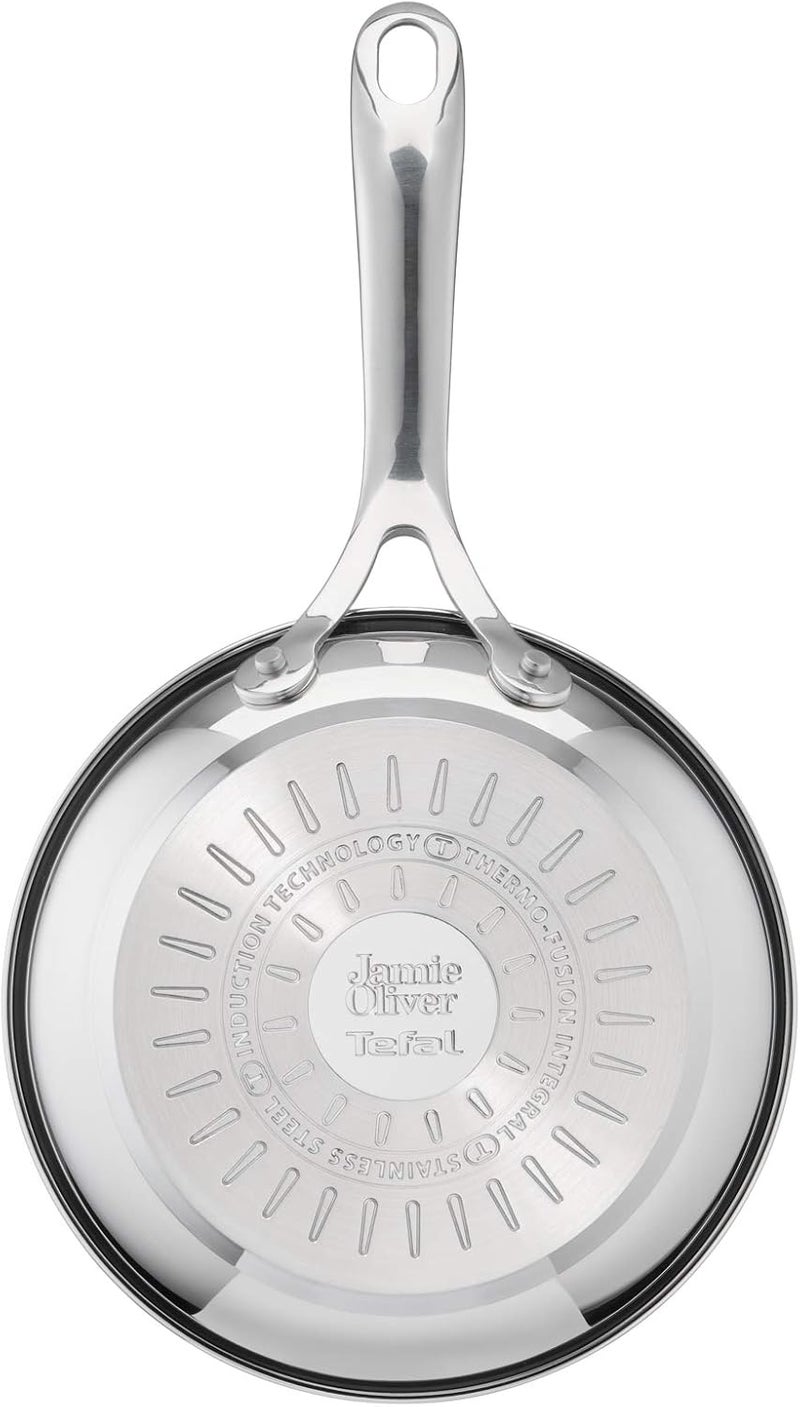T-fal Tefal Jamie Oliver Cook's Direct Stainless Steel Frying Pan, 20 cm, Non-Stick Coating, Heat Indicator, Riveted Safe-Grip Handle, Induction Hob Compatible, E3040244 - Image 2