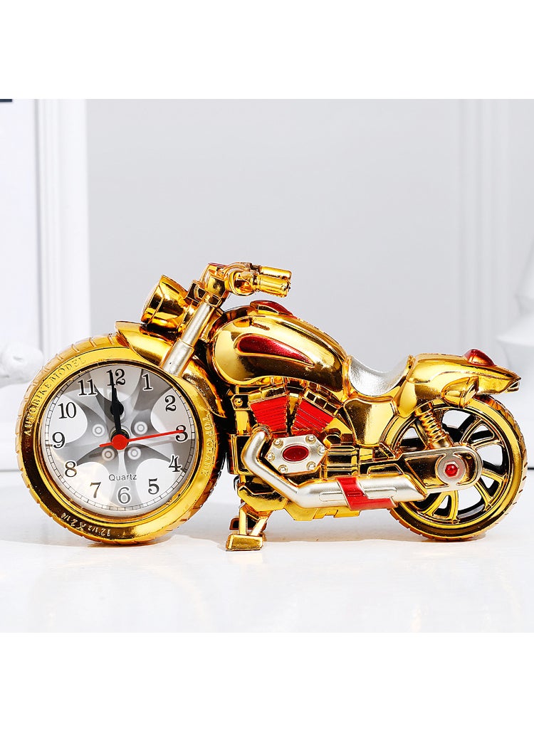 Generic Daily necessities alarm clock New style motorcycle alarm clock fashion creative alarm clock student bedside clock homeMotorcycle gold two-color Motorcycle gold two-color 