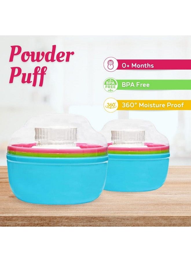 The Little Lookers Portable Baby Skin Care Baby Powder Puff With Box Holder Container For New Born And Kids For Baby Face And Body (Blue)  - Image 3