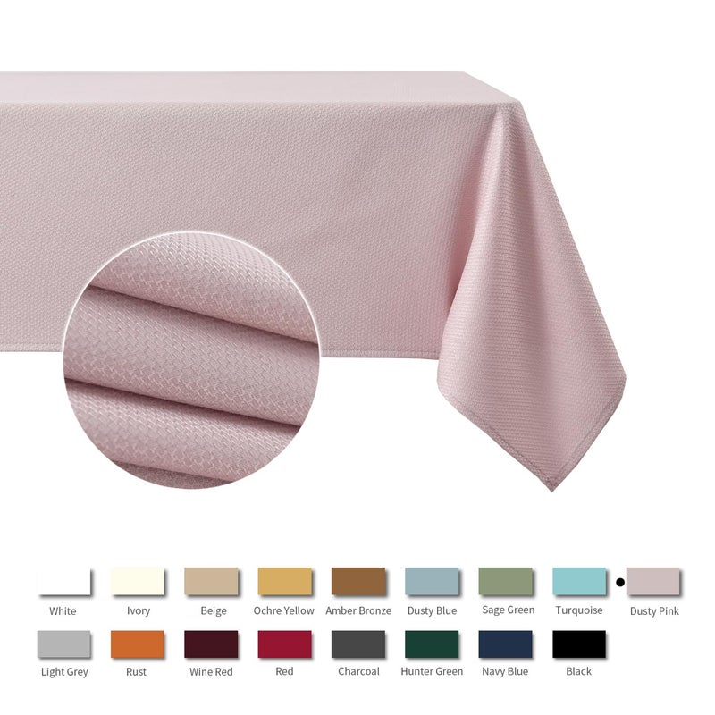 maxmill Jacquard Square Tablecloth Stain Resistant Spillproof Wrinkle Free Washable Soft Table Cloth  Decorative Fabric Table Cover for Dining Room  Indoor and Outdoor Use  52 x 52 Inch  Dusty Pink - Image 2