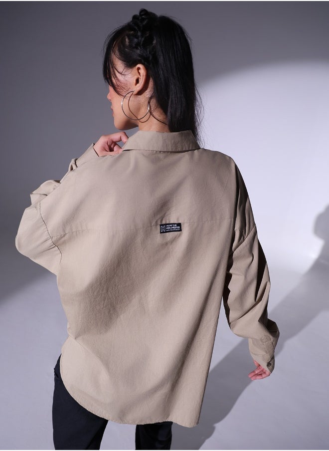 Hubberholme Beige Shirt For Women  - Image 3