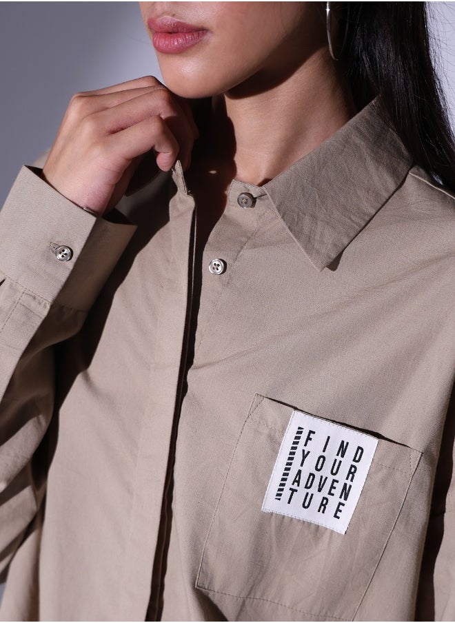 Hubberholme Beige Shirt For Women  - Image 2