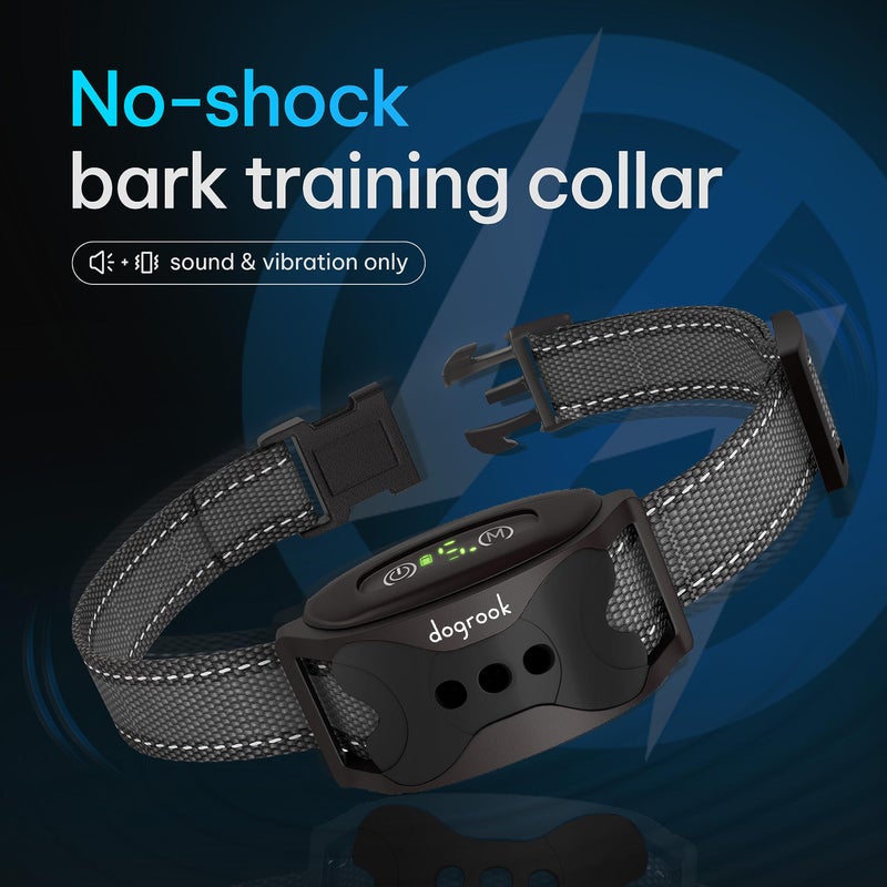 DogRook Rechargeable Dog Bark Collar - No Shock Training Smart Collar - Beep & Vibrating - Anti Bark Collar for Large Dog, Medium & Small Dog - No Shock Bark Collar - 12-110 lbs - Image 2