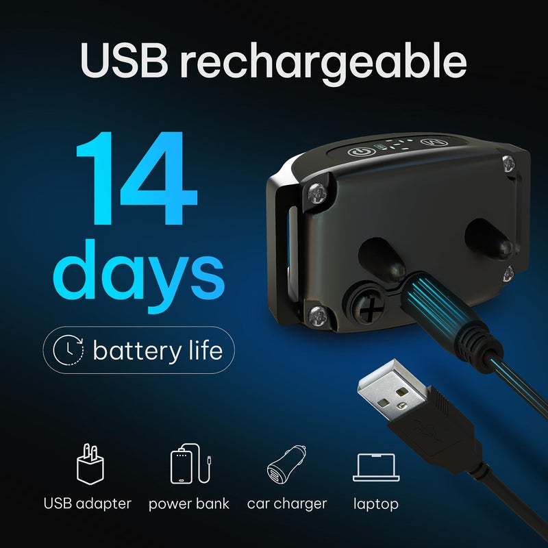 DogRook Rechargeable Dog Bark Collar - No Shock Training Smart Collar - Beep & Vibrating - Anti Bark Collar for Large Dog, Medium & Small Dog - No Shock Bark Collar - 12-110 lbs - Image 5