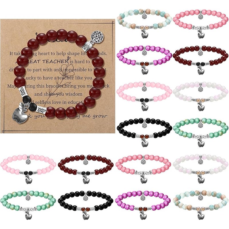 Remuuly 16 Pcs Teacher Valentine Gift, Teacher Appreciation Gifts Teacher Bracelet Gifts Valentines Day Gift Back to School Gifts with Gift Card - Image 1