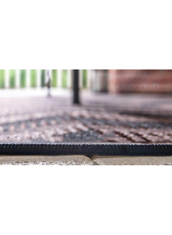 Unique Loom Unique Loom Outdoor Modern Collection Area Rug - Chevron (2' 2" x 3' Rectangle, Brown/ Black)  - Image 4