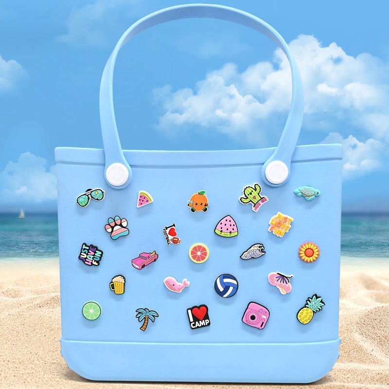 YEALQUE 30pcs Random Different PVC Bogg Bag Charms for Woman Leisure Charm for Beach Tote Bag Decorative Bogg Bag Accessories Woman Gifts - Image 2