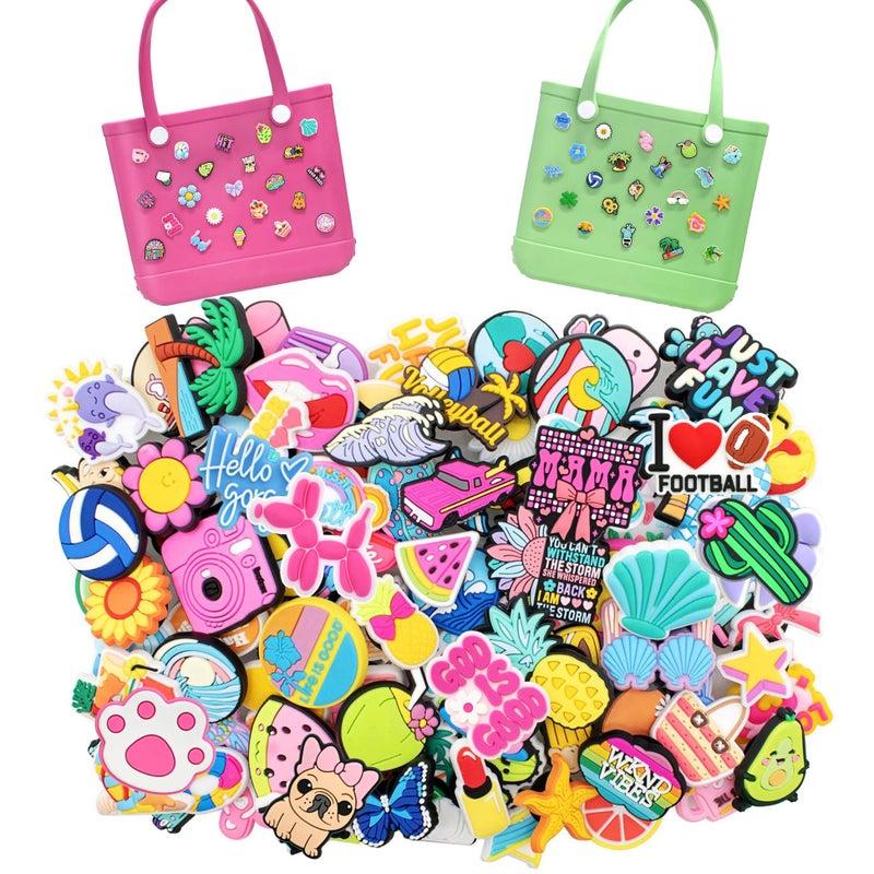 YEALQUE 30pcs Random Different PVC Bogg Bag Charms for Woman Leisure Charm for Beach Tote Bag Decorative Bogg Bag Accessories Woman Gifts - Image 1