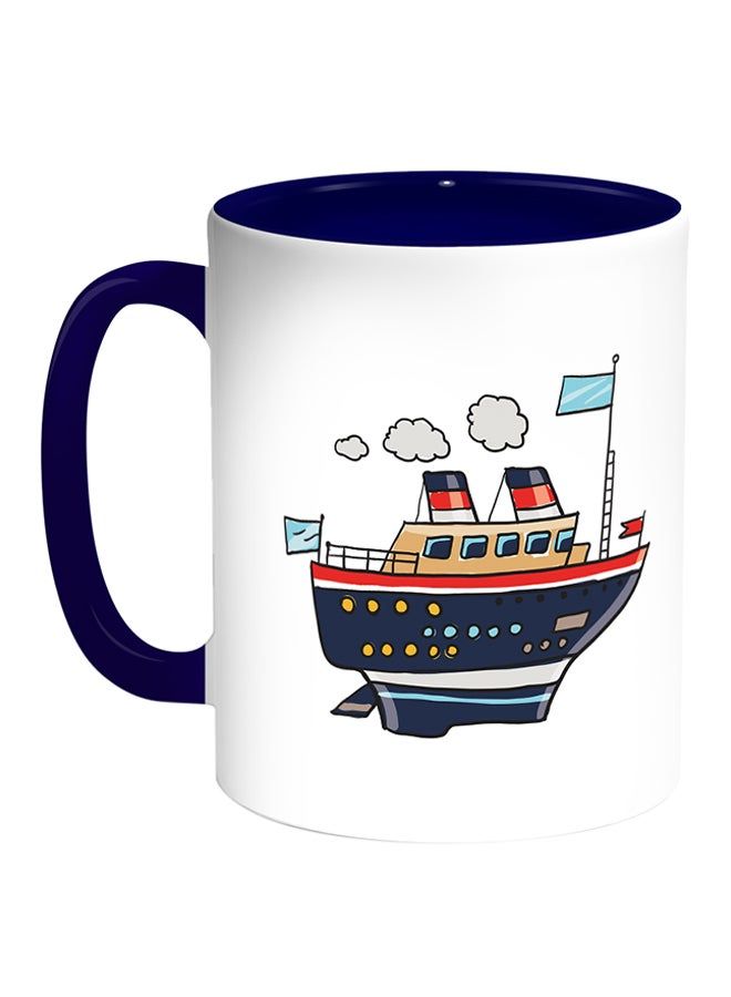 RKN Passenger Steamer Printed Coffee Mug White Blue 11 ounce - Image 2