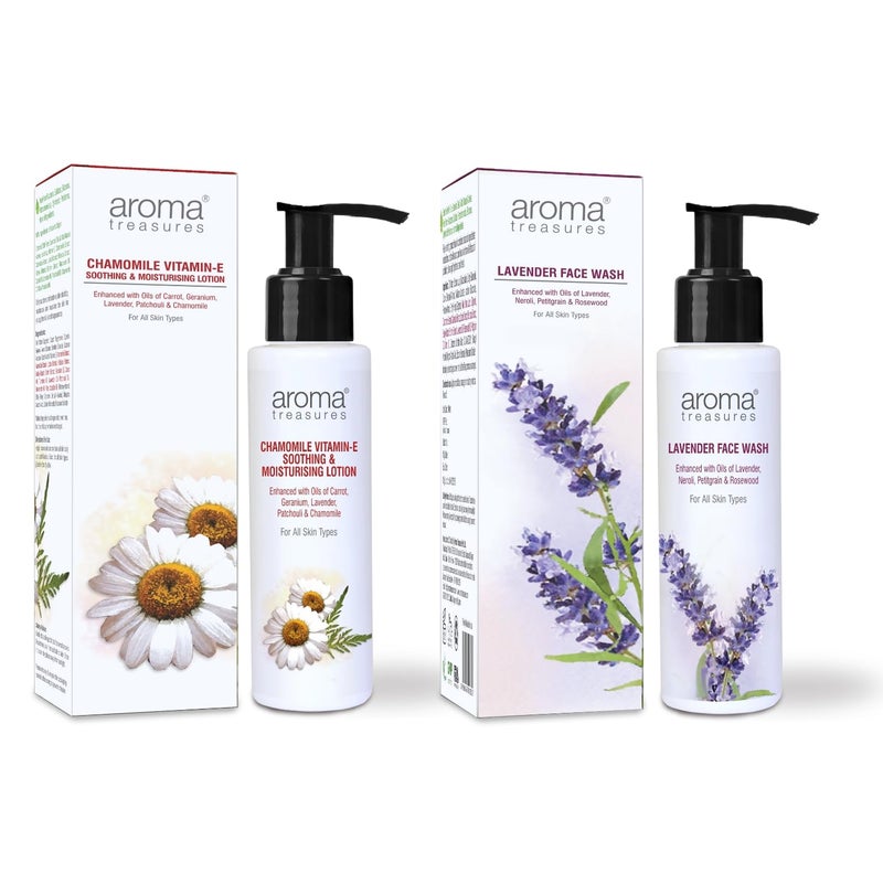 Aroma Treasures combo of Chamomile Vitamin E Soothing Moisturising Lotion Lavender Face Wash - Image 1