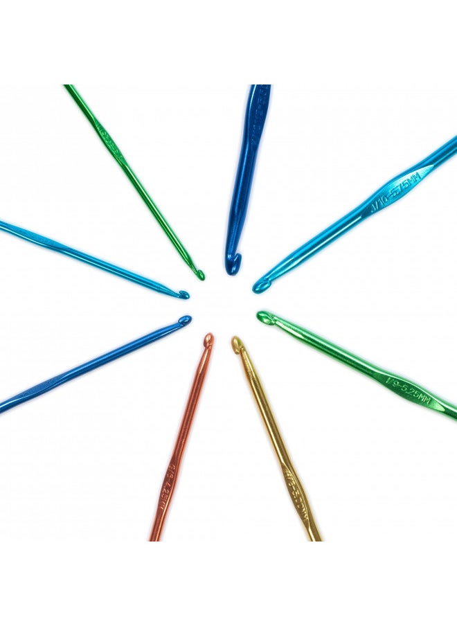 Boye - Wrights Crochet Set Alum Sz Notion, Hook sizes: 3.125-6.5 mm, US D-K, Assorted - Image 1