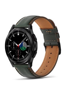 Tasikar 20mm Leather Bands Compatible with Samsung Galaxy Watch 6/5/4 Band/Watch 6 Classic 43mm 47mm/Watch 5 Pro Band, Genuine Leather Strap Bracelet for Galaxy Watch 4 Classic/Watch 3, Green  - Image 1