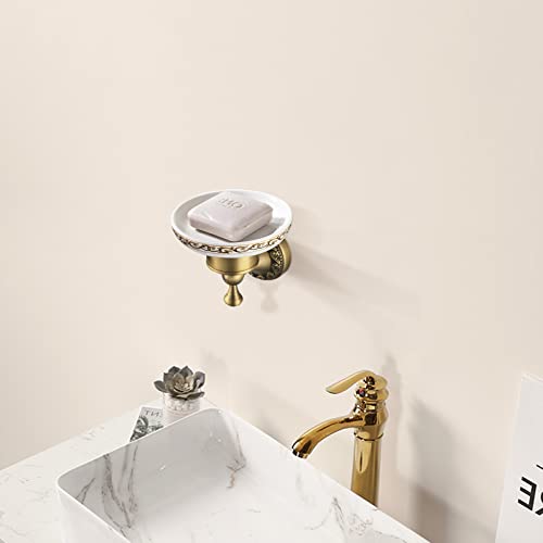 Leyden Shower Soap Dish, Antique Brass Dish Soap Holder Luxury Art Engraved Wall Mount Bathroom Hardware - Image 3