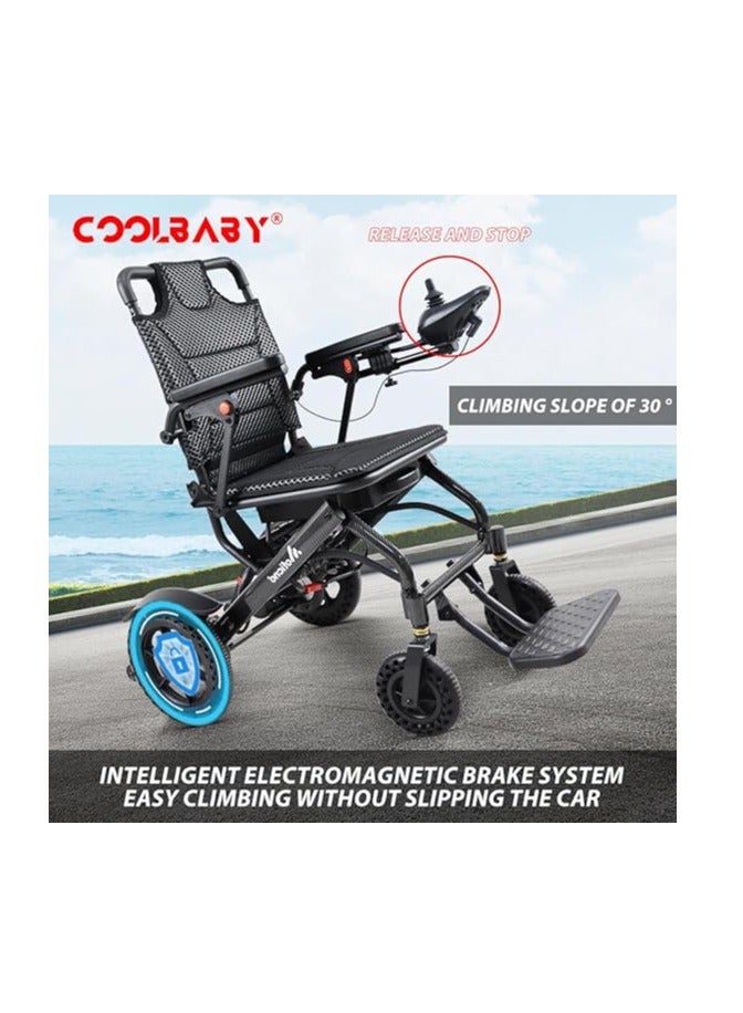 Cool Baby Carbon Fiber Coated Lightweight 15.6kg Electric Wheelchair Automatic Wheelchair Travel Suitable for Adults Elderly Compact Portable Aviation Approved  （Thin cushion) - Image 4