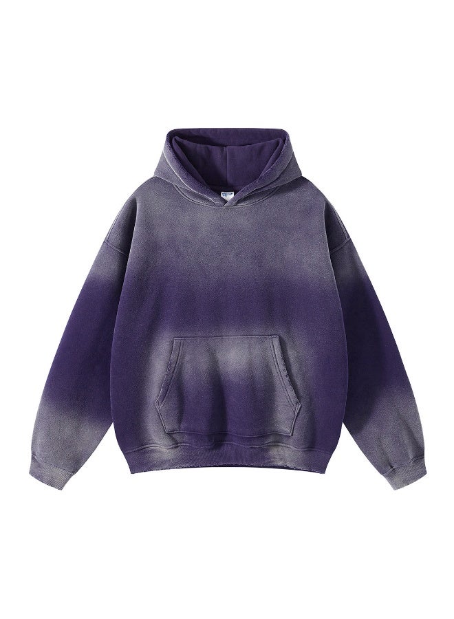 NIBEMINENT Autumn and Winter Washing Spray Dyeing Baggy Hoodies Distressed Hip Hop Gradient Men's and Women's  Hooded Sweatshirts - Image 1