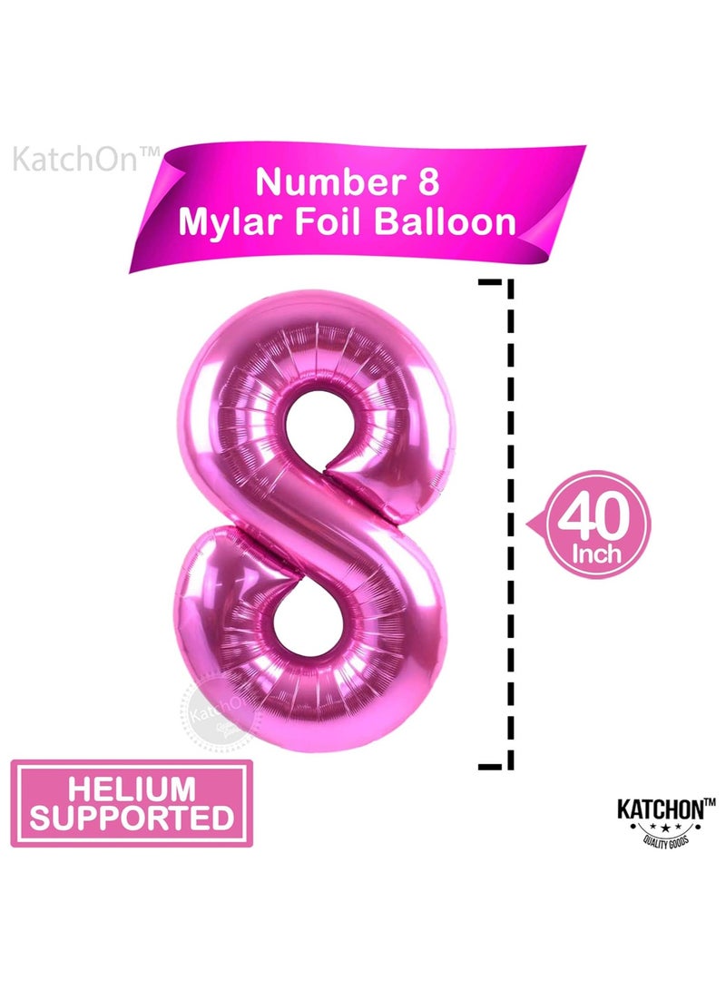 KATCHON Pink Number 8 Foil Balloon For 8th Birthday Decoration - Image 2