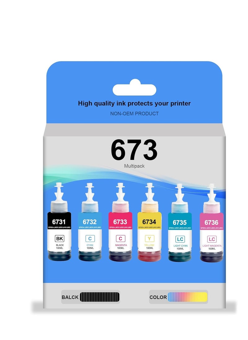 Ink Set 673 for EcoTank for EPSON Pack of 6 (M C Y LC L,M BK) for Printer L800 L805 L810 L850 L1800 - pzsku/Z1D4E3360C8464B2D38D6Z/45/_/1732210118/3ca9f32c-9cae-4fe1-ad23-daf55a6f6d41