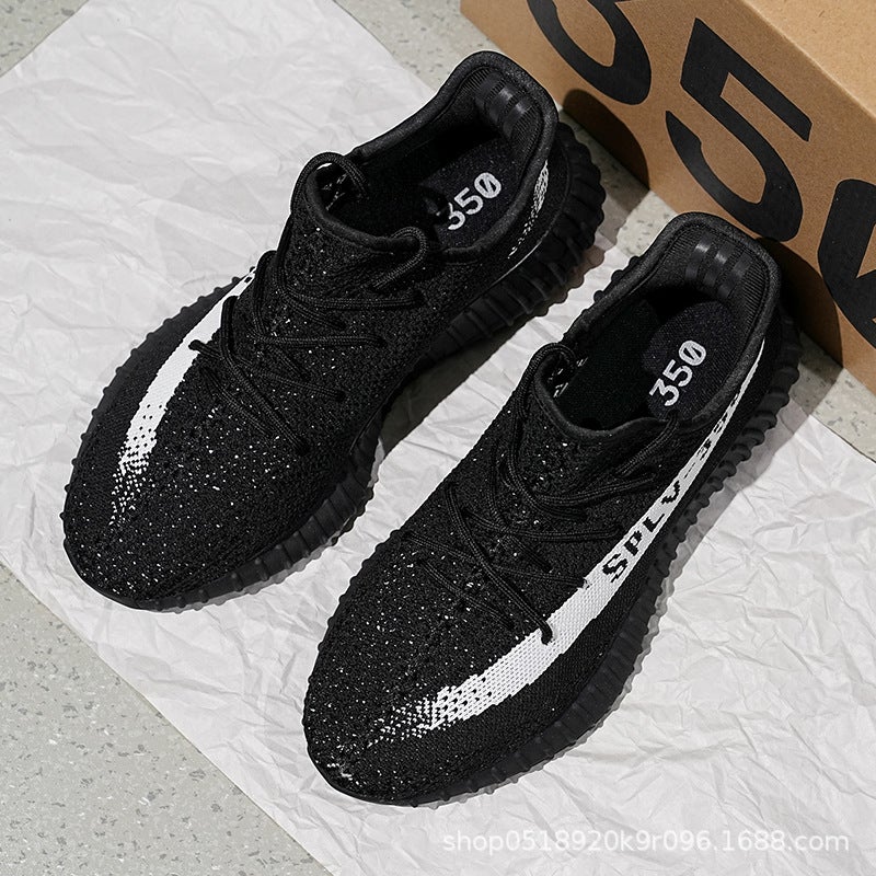Boyi Coconut Shoes Men'S 350 Black And White Style Baby'S Breath Casual Sports Shoes Soft Sole Running Shoes Women - Image 2