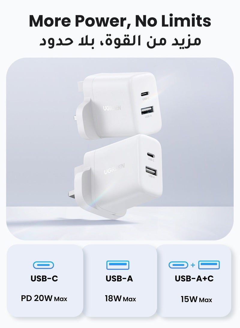 Ugreen 2Pack 20W Dual Ports USB Charger Type C Adapter 1A1C Wall Plug Fast Charging Compatible With iPhone 16 15 14 Pro Max, Galaxy, SLR, DJI, Shaver, AirPods 4, Apple Watch, Huawei Watch, Xiaomi, Redmi - 20W 1AC 2pcs - Image 5