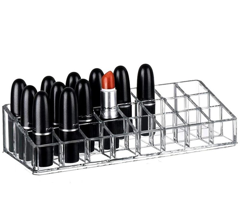 Black Olive Lipstick Holder-Acrylic Lipstick Organizer 24 Compartment Transparent Holder Stand Tray For Women Lipsticks Pencil Mascara Brush Perfume Cosmetics Storage Cosmetic Display Case(23 X 9 Cm) - Image 1