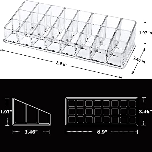 Black Olive Lipstick Holder-Acrylic Lipstick Organizer 24 Compartment Transparent Holder Stand Tray For Women Lipsticks Pencil Mascara Brush Perfume Cosmetics Storage Cosmetic Display Case(23 X 9 Cm) - Image 4