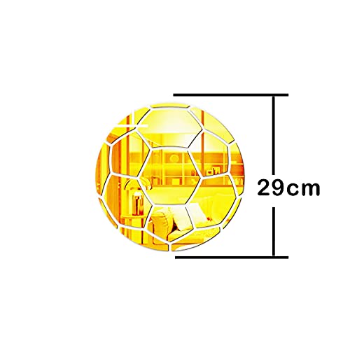 Incrizma Football Wall Stickers Decor Acrylic Mirror Sticker Self Adhesive DIY Home Decor Gym Sports Ball Game (Football Wall Decor, Gold) - Image 2