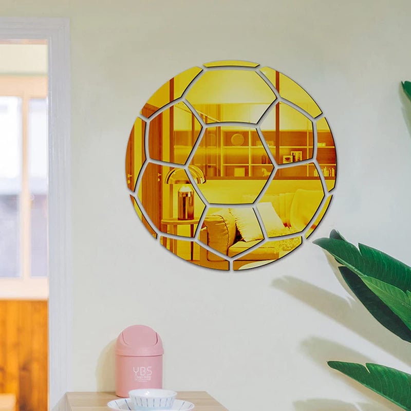Incrizma Football Wall Stickers Decor Acrylic Mirror Sticker Self Adhesive DIY Home Decor Gym Sports Ball Game (Football Wall Decor, Gold) - Image 4
