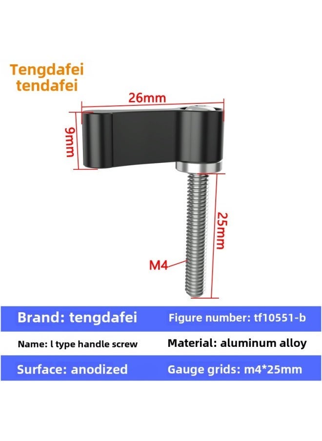 M4M5M6 Aluminum Alloy L-shaped Handle Stabilizer Rabbit Cage Screw Sports Camera Adjustable Angle Hand Screw-Color:Tf10551-b (large Handle M4*25) - Image 1