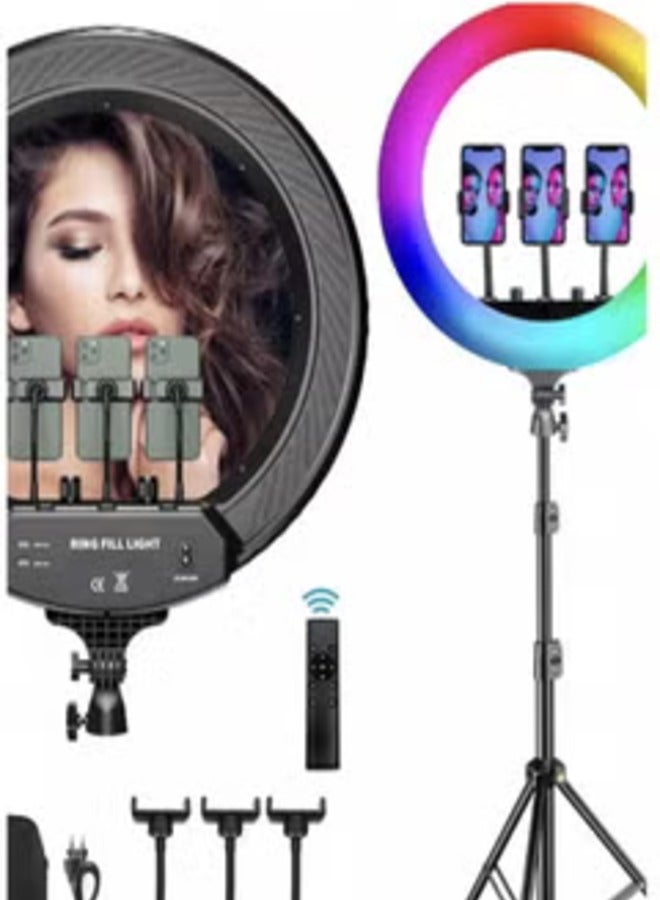 MJ56 22" RGB Ring LIGHT with Mini Light Sstand For Youtube Photo Shoot Video Shoot Live Stream - Image 1